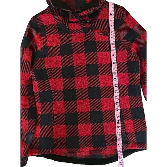 THE NORTH FACE Women's Crescent Hoody Pullover Buffalo Plaid Medium Red Black - Picture 11 of 12